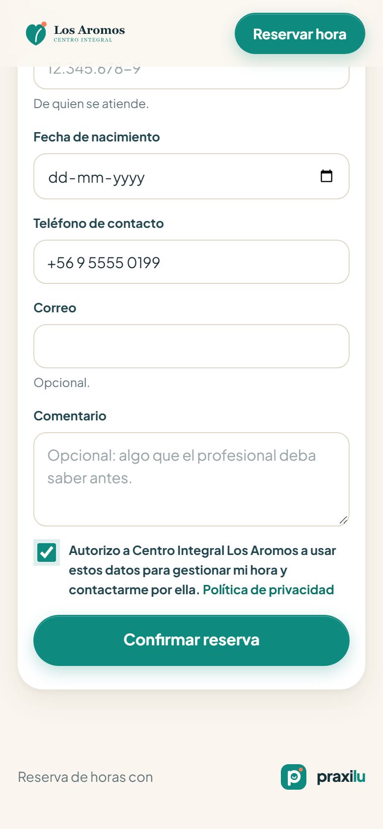 Datos del paciente